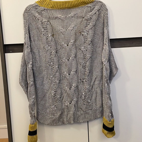 Rag & Bone metallic cable knit v neck sweater - Picture 3 of 3